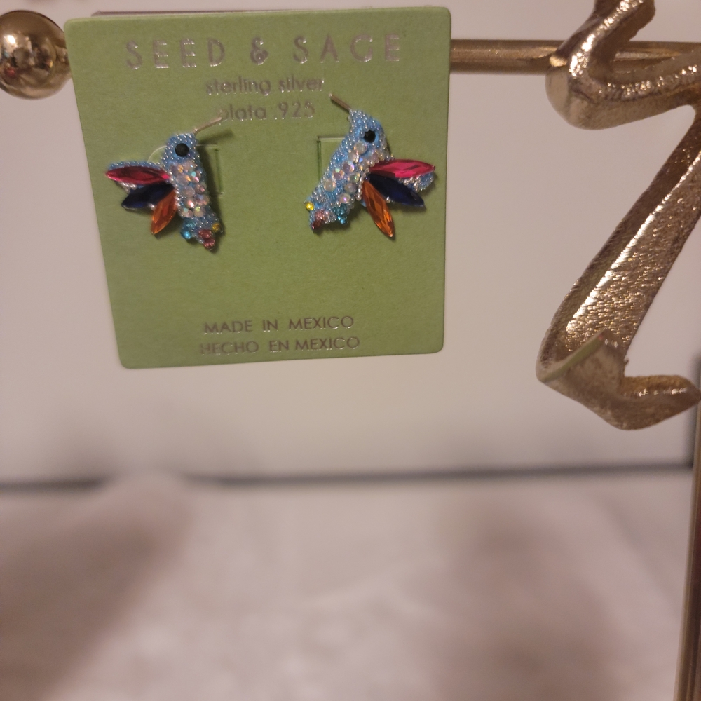 Seed & Sage Sterling Silver Humming Bird Earrings